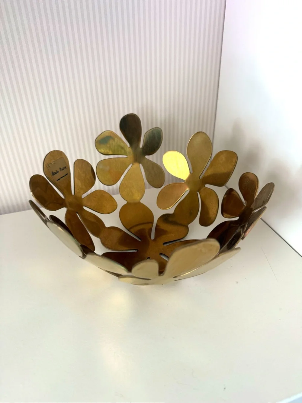 IKEA | Stockholm Monika Mulder Gold Brass Flower Bowl 8” Retro Funky Home Decor